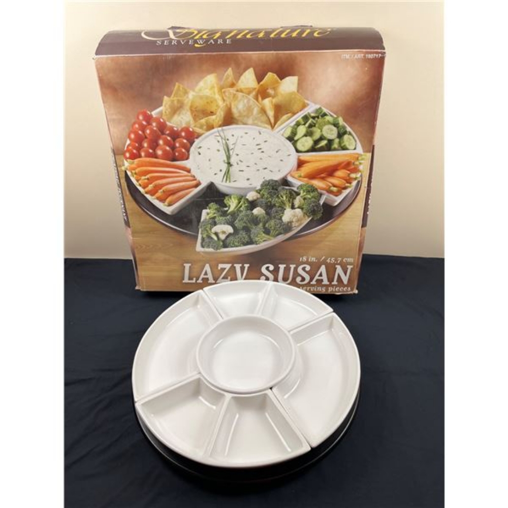 Lazy Susan Ceramic 5 piece serving dishes  - white